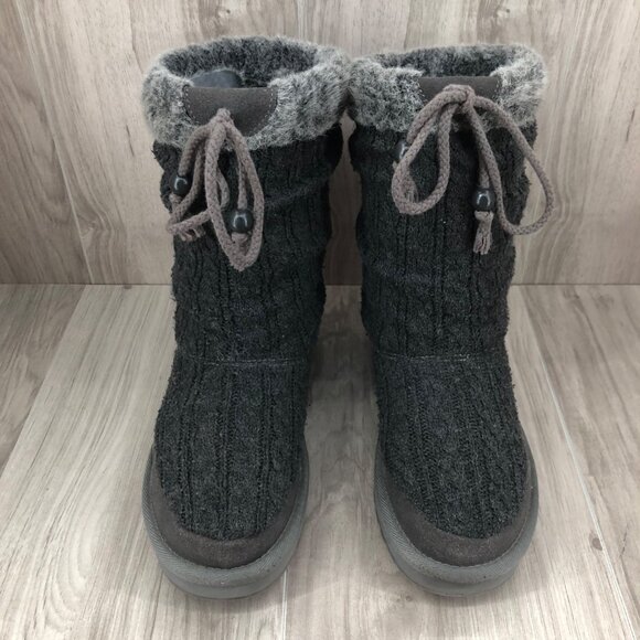 Skechers Boots Womens 7.5 Keepsakes Blur Gray Sweater Knit Pull On Winter Shoes - Picture 6 of 12